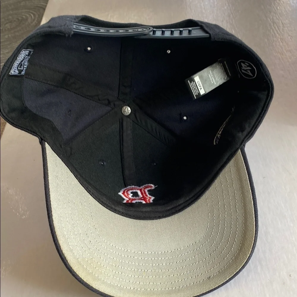 Black Cap with Red 'B' Logo and World Series Patch